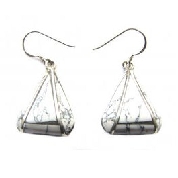 Triangle Earring White Agate Stone PE-1155E